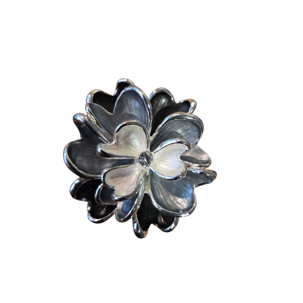 Coronet Flower Magnetic Brooch Silver White NWT Boutique Jewelry Gift